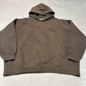 Essentials Men's Hoodie in Brown, sun faded color, semi distressed